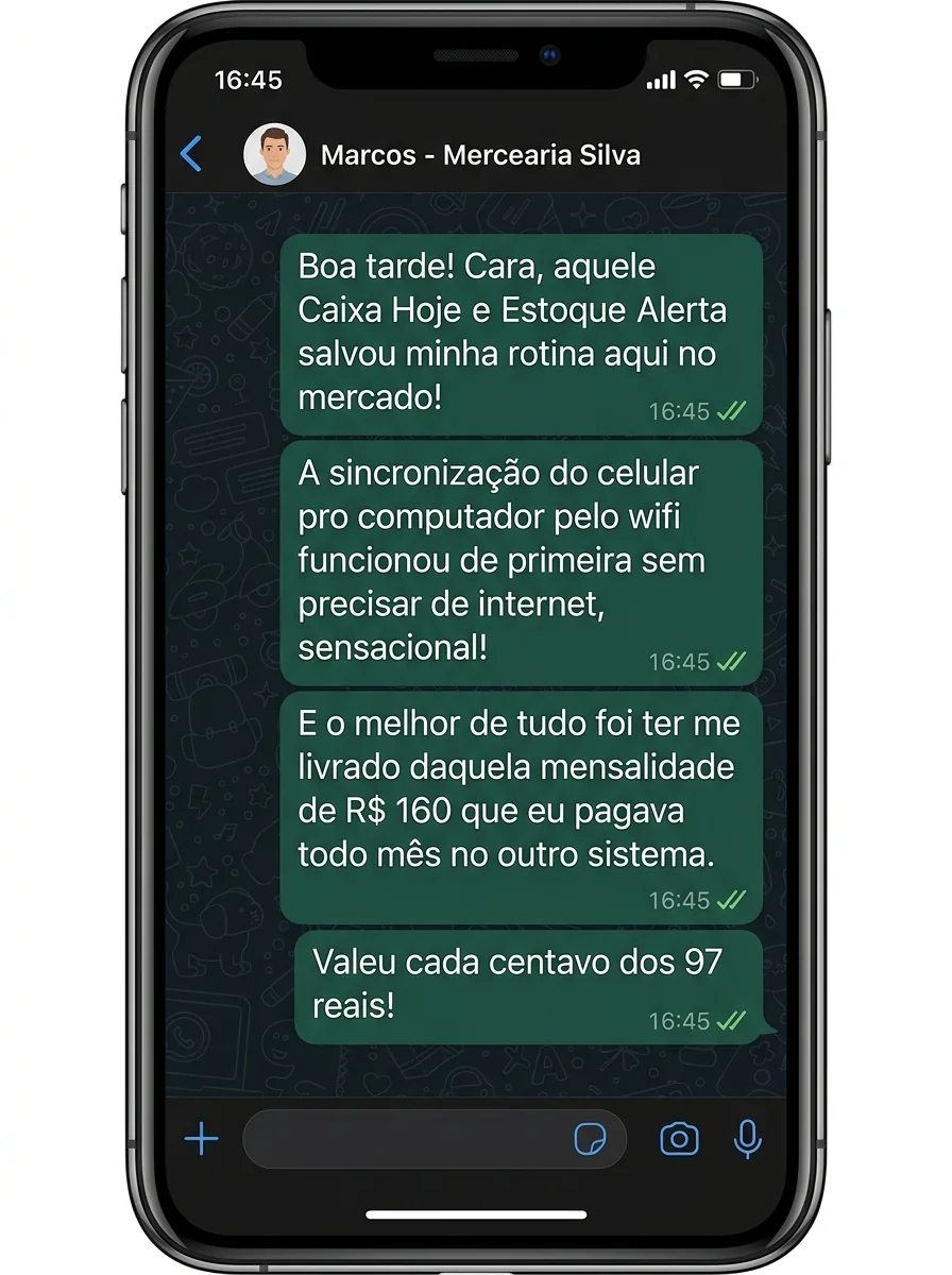 Depoimento de Marcos Silva sobre o aplicativo Caixa Hoje e controle de estoque na Mercearia Silva